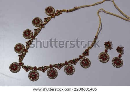 artificial hand made stone chain beads Isolated on White Background