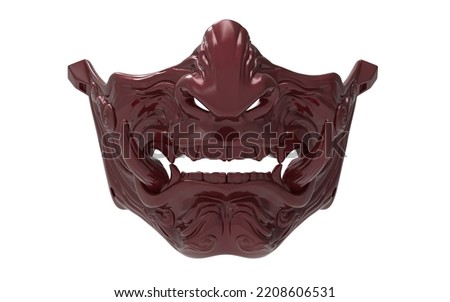red japanese mask on white background Royalty-Free Stock Photo #2208606531