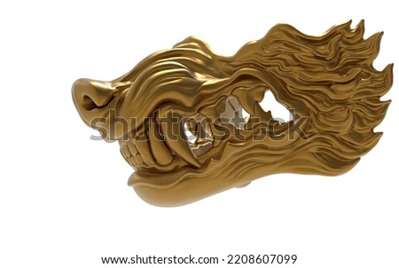 golden wolf mask on white background