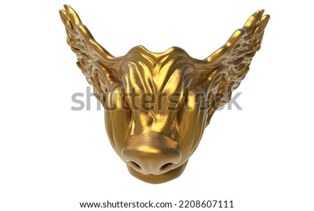 golden wolf mask on white background
