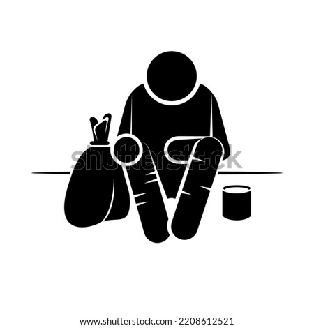 Beggar Icon. Homeless People Symbol. Design Element, Presentation, Website or Apps  - Vector. Royalty-Free Stock Photo #2208612521
