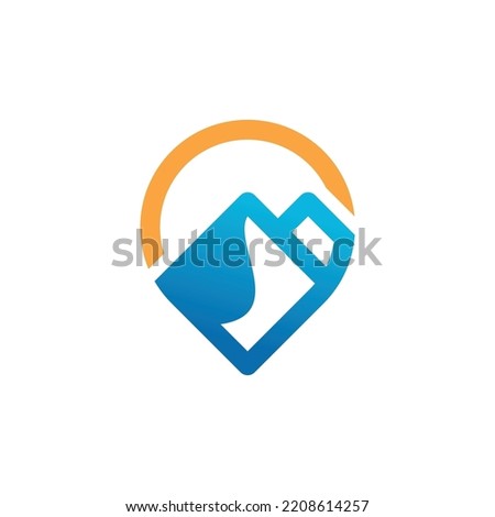 Mountain Pin Map logo icon vector isolated with pin or point illustration