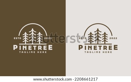 Pine Tree Monoline Logo Template. Universal creative premium symbol. Vector sign icon logo template. Vector illustration