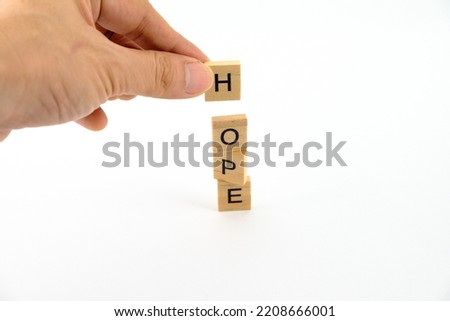 Hope concept letter handle on white background