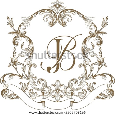 Wedding crest JB typography monogram vector illustration Royalty-Free Stock Photo #2208709165