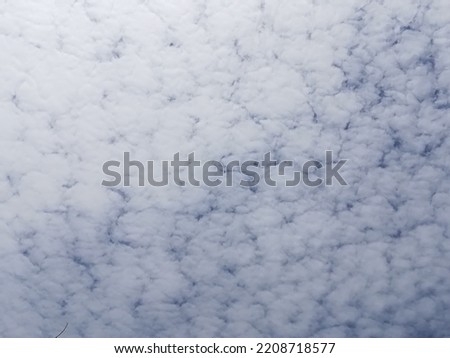 Masses of white clouds in small lumps, like many cotton buds, floated beautifully in the sky