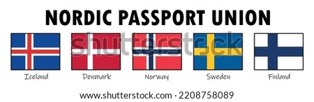 Nordic passport union, Flag vector of members of Union