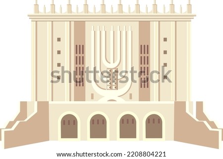 Jewish synagogu   The building of light stone   building is traditionally Hanukkah and the tablets of the covenant Vector  Royalty-Free Stock Photo #2208804221