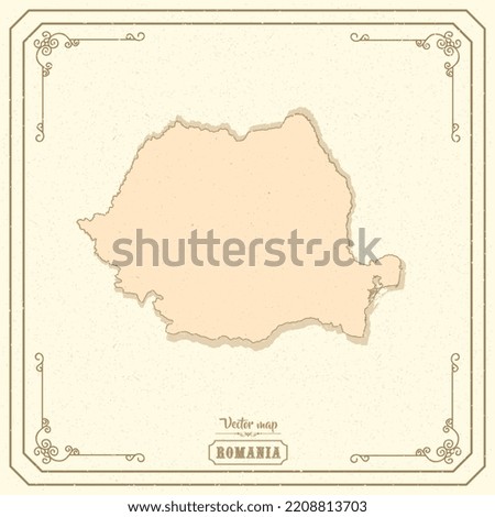 Map of Romania in the old style, brown graphics in retro fantasy style	