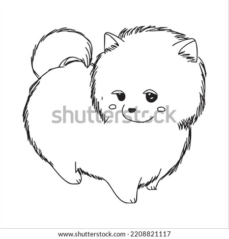 this is a cute and beautiful Pomeranian images line art , Pomeranian outline drawing, Pomeranian vector art and illustrations art