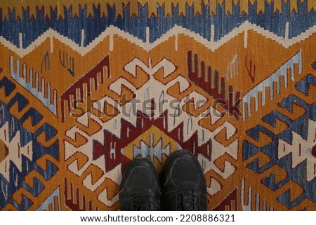 Tribal rug patterns isolated rug with white background Turkish kilim rug