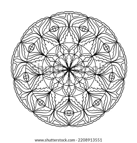 Mandala pattern. Round ornament. Elegant lace graphic design element. Anti-stress design. Vector illustration. 