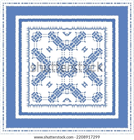 Antique azulejo tiles patchwork. Vector seamless pattern concept. Hand drawn design. Blue spain and portuguese decor for bags, smartphone cases, T-shirts, linens or scrapbooking.