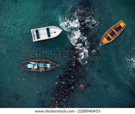 Boats top down drone shot