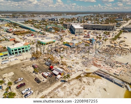 Massive destruction on Fort Myers Beach aftermath Hurricane Ian Royalty-Free Stock Photo #2208987255