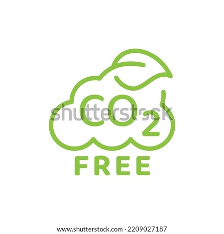 CO2 neutral and zero emissions cloud vector icon. Carbon dioxide free outline symbol.