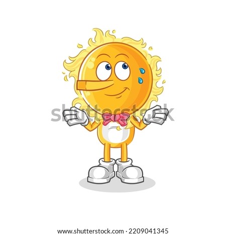 the sun lie like Pinocchio character. cartoon mascot vector