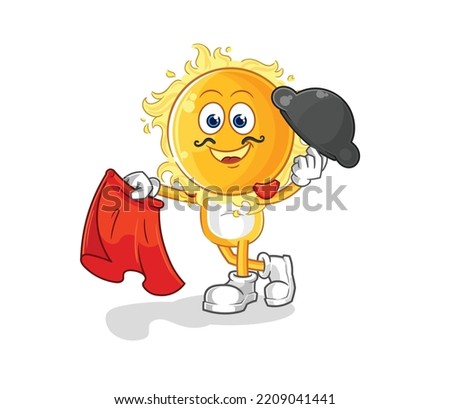 the sun matador with red cloth illustration. character vector