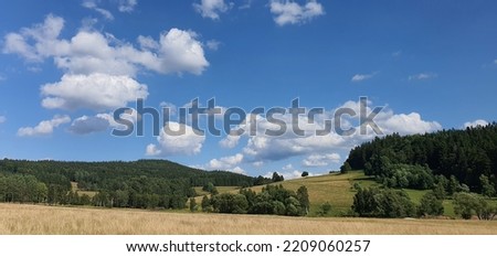 A beautiful panorama of the Gór Suchych (Dry Mountains) near Wałbrzych on a sunny summer day.