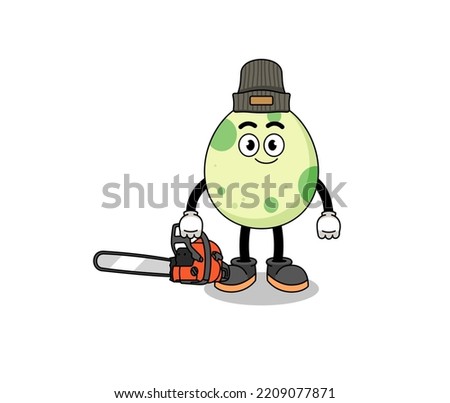 spotted egg illustration cartoon as a lumberjack , character design
