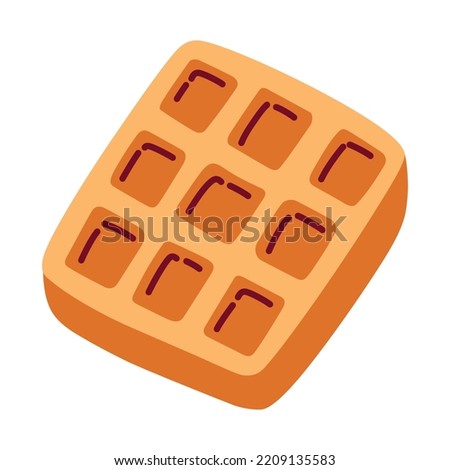 Brussels waffle icon, vector doodle illustration of Belgian waffle, pastry product for breakfast, sweet snack, isolated colored clipart on white background