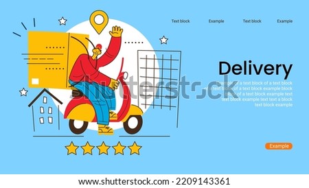 Fast delivery concept. Courier with a box on a bike. Food delivery service.