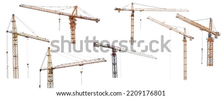 set of hoisting cranes isolate on white background Royalty-Free Stock Photo #2209176801