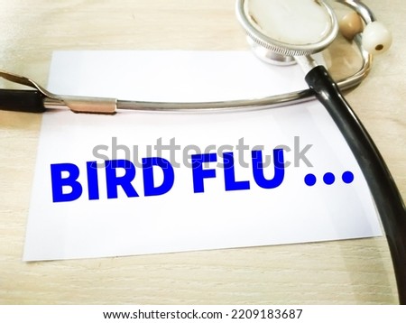 Bird Flu medical term on white background with stethoscope.