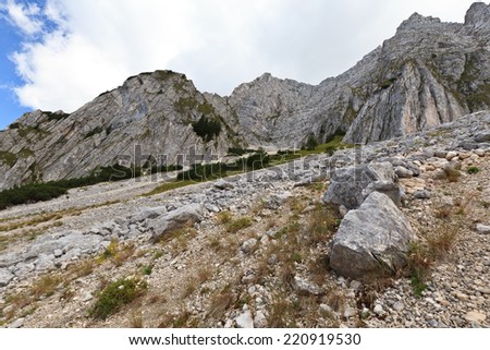 rocks and mountains in Piatra Craiului Mountains, Romania