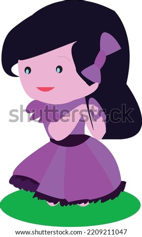 Beauty Princess Sit And Smile. Attractive vector cartoon Illustration