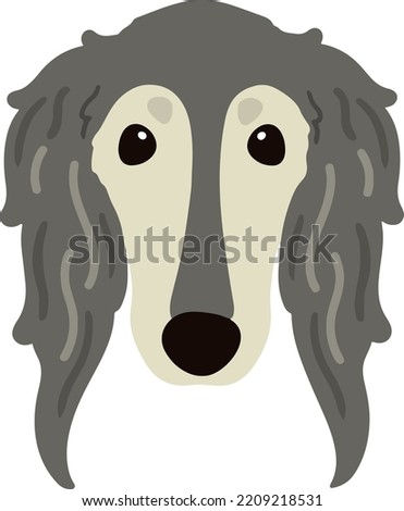 Simple and adorable Saluki dog illustration front face flat colored