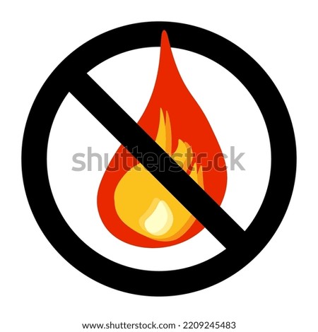No open flame sign No fire simple icon with fire flame crossed out in black circle Vector illustration in flat style isolated on white background