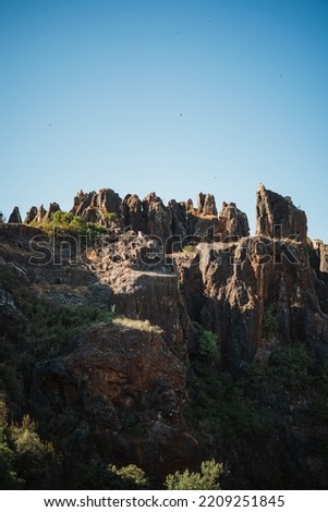Landscape of rocky and sharp mountains at Cerro del Hierro (San Nicolás del Puerto, Spain)