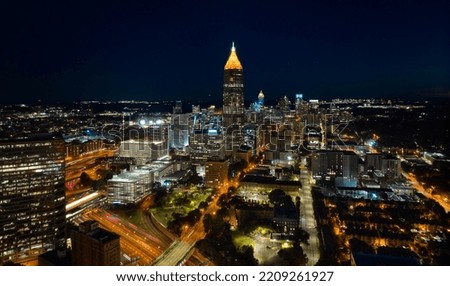 Nighttime cityscape of Atlanta during Blue Hour