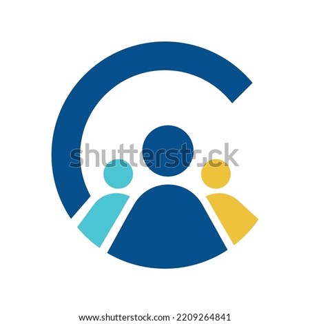 HR logo design with letter C. People logo design for recruitment Royalty-Free Stock Photo #2209264841