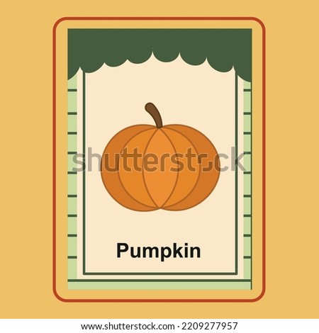Flashcard Pumpkin is a vector cartoon, cute doodle with Flashcard Game. 
Suitable for designing t-shirts, merchandise, stickers, shop logos, etc. 