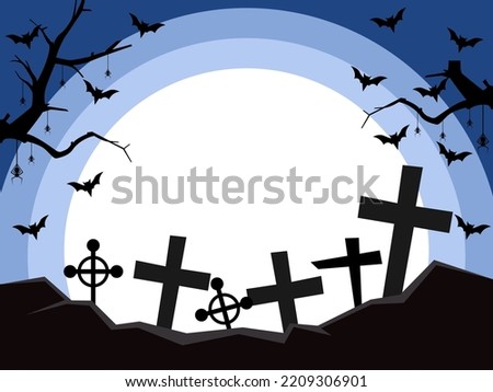 Halloween Grave and Moon with Blue Night Sky for Halloween Night