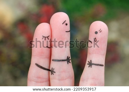 Fingers art of happy couple. A man loves another woman. The concept of unrequited love. Royalty-Free Stock Photo #2209353917