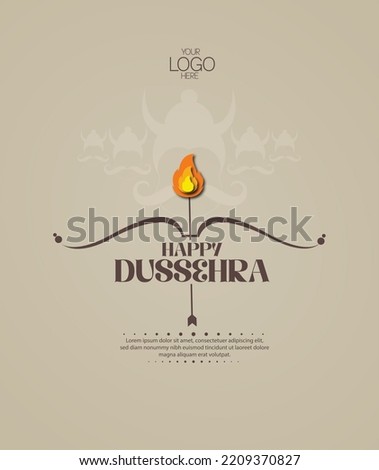 Illustration with symbol of Ravana and Bow-Arrow for Hindu Festival DUSSEHRA (Vijaydashami) Royalty-Free Stock Photo #2209370827