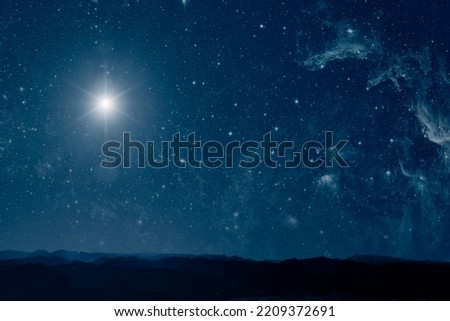The star shines on the Christmas Eve of Jesus Christ.