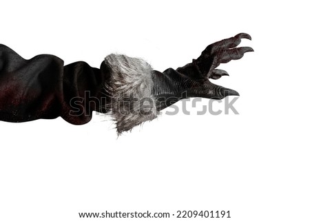 Werewolf hand isolated over white background