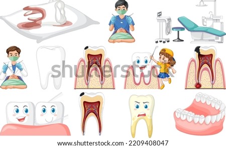 Set of dental care element illustration