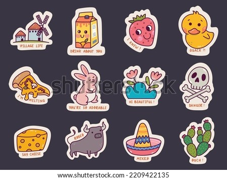 Set of Cute Sticker Doodle