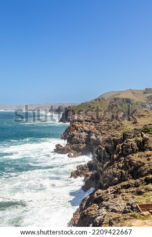 Beautiful wild landscape of cliffs in Cantabria, in the north of