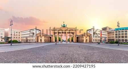 Famous Brandenburg Gate or Brandenburger Tor, sunset view, Berlin, Germany Royalty-Free Stock Photo #2209427195
