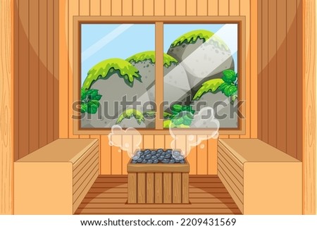Sauna room scene template illustration
