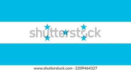 The national flag of Honduras. Rectangle icon. A rectangular flag. Standard colors. Standard size. Digital illustration. Computer illustration. Vector illustration.