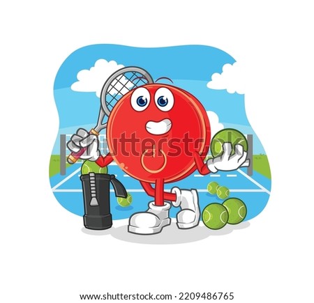the power button plays tennis illustration. character vector