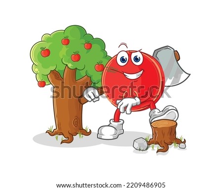 the power button Carpenter illustration. character vector