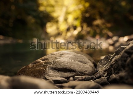 empty rocky riverbank close up. selective focus Royalty-Free Stock Photo #2209489449